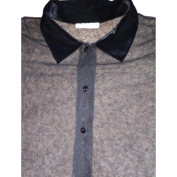 Maria Gabrielle New York sheer button down plush color blouse - Picture 2 of 2